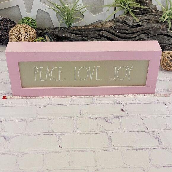 Rae Dunn PEACE LOVE JOY Pink Framed Wooden Sign Wall Art - Picture 5 of 8